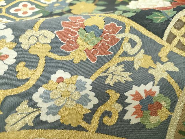 平和屋着物●爪掻き本綴れ 六通柄袋帯 名物裂花文 金銀糸 正絹 逸品 DABH9939ps
