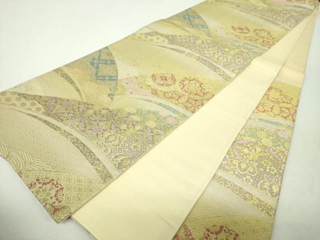 平和屋着物▼六通柄袋帯 花鳥文 さが美扱い 正絹 逸品 DABH9958ps