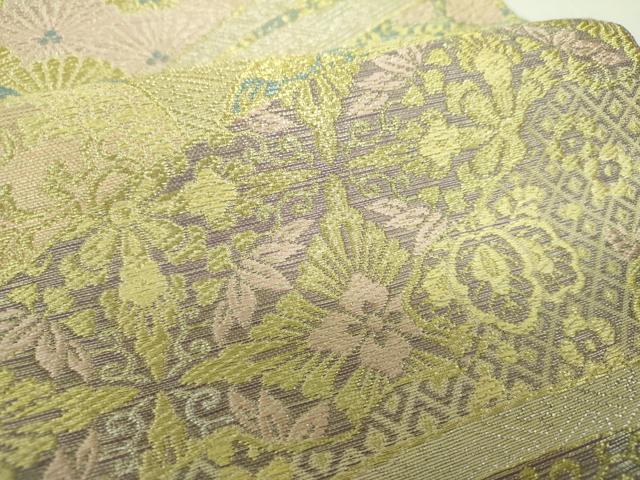 平和屋着物▼六通柄袋帯 花鳥文 さが美扱い 正絹 逸品 DABH9958ps