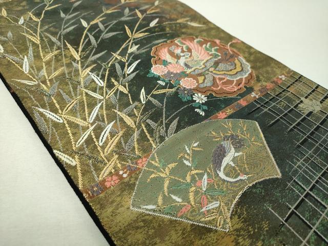 平和屋着物▼西陣 六通柄袋帯 雪輪鳳凰花文 金銀糸 証紙付き 正絹 逸品 DABH9959ps