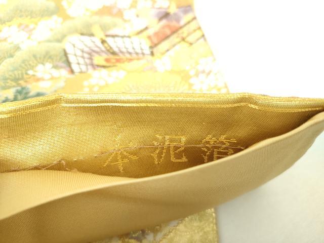 平和屋着物▼六通柄袋帯 唐織 平安絵巻錦織 本泥箔 金糸 正絹 逸品 DABH9962ps
