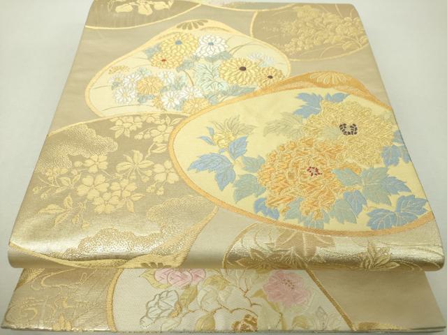 平和屋着物▼六通柄袋帯 貝合わせ花文 金銀糸 正絹 逸品 DABH9963ps