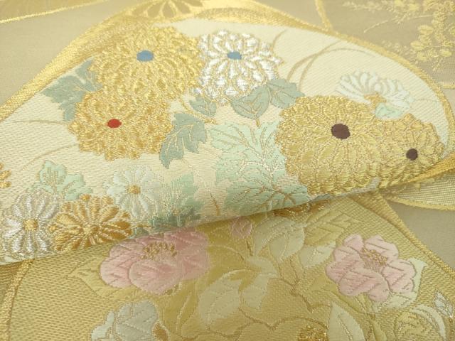 平和屋着物▼六通柄袋帯 貝合わせ花文 金銀糸 正絹 逸品 DABH9963ps