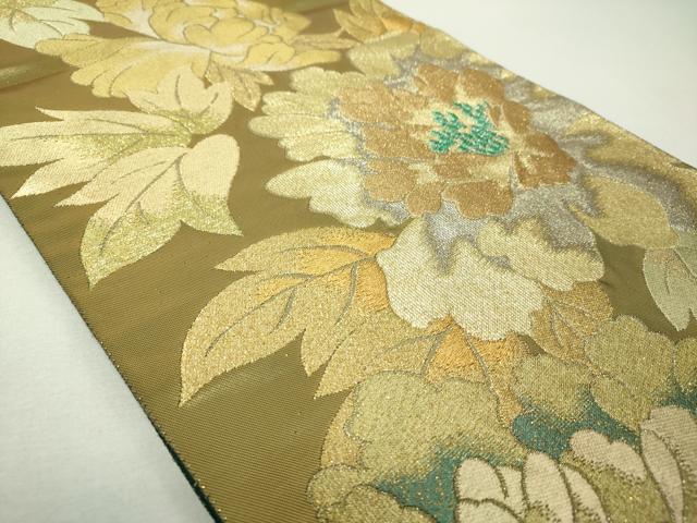 平和屋着物▼六通柄袋帯 牡丹文 金銀糸 正絹 逸品 DABH9969ps
