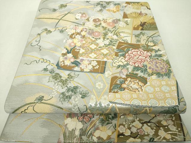 平和屋着物▼六通柄袋帯 琳派名品集 金銀糸 正絹 逸品 DABH9973ps