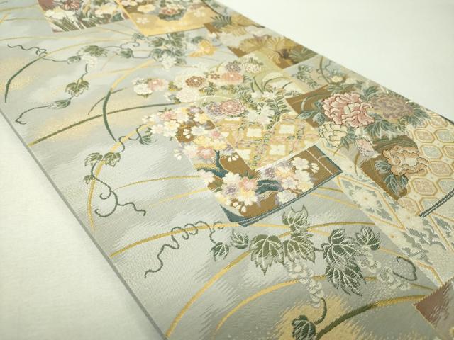 平和屋着物▼六通柄袋帯 琳派名品集 金銀糸 正絹 逸品 DABH9973ps