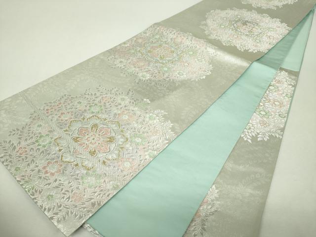 平和屋着物▼六通柄袋帯 正倉院花文 金銀糸 正絹 逸品 DABH9997ps