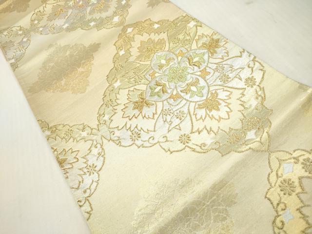 平和屋着物◎六通柄袋帯 菱正倉院花文 金銀糸 引箔 正絹 逸品 DABI0128xg