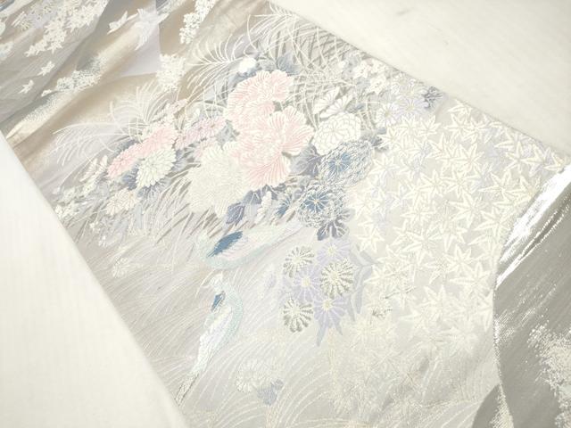 平和屋着物◎六通柄袋帯 唐織 花鳥文 プラチナ箔二重織 正絹 逸品 DABI0130xg