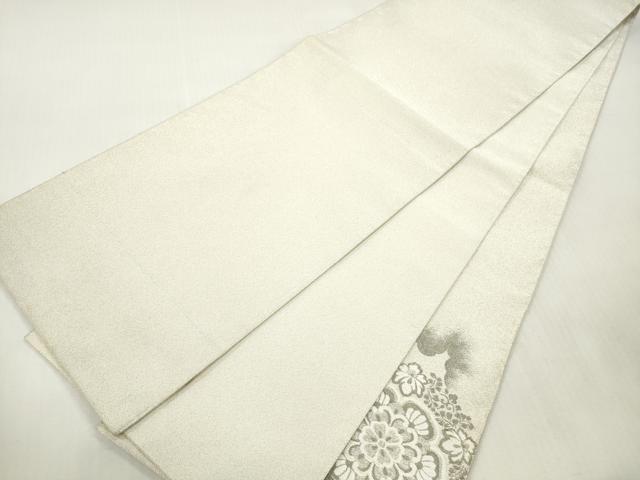 平和屋着物◎綴れ 太鼓柄袋帯 唐織 桃山藤華文 プラチナ 正絹 逸品 DABI0142xg