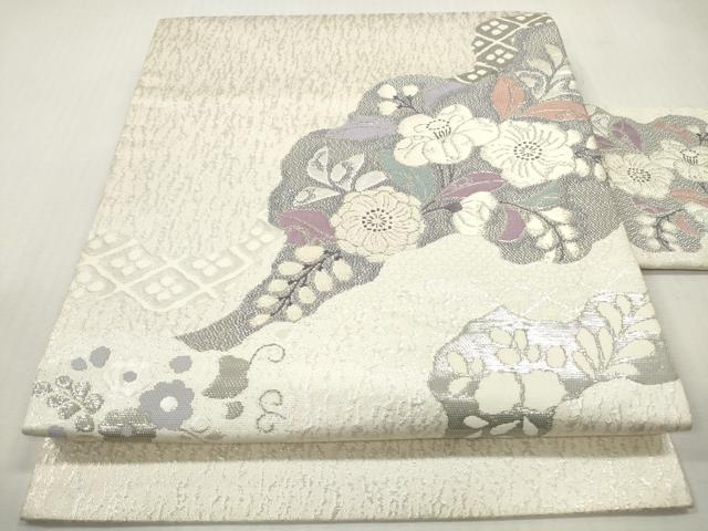 平和屋着物◎九寸名古屋帯 唐織 辻が花 銀糸 正絹 逸品 DABI0147xg