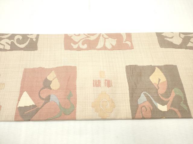 平和屋着物◎九寸名古屋帯 すくい織 抽象花文 正絹 逸品 DABI0150xg