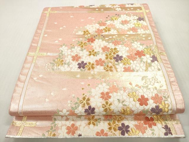 平和屋着物◎佐賀錦 六通柄袋帯 唐織 天井花文 金銀糸 正絹 逸品 DABI0159xg