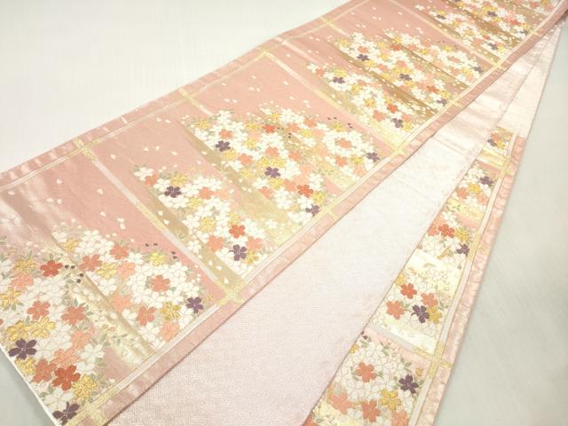 平和屋着物◎佐賀錦 六通柄袋帯 唐織 天井花文 金銀糸 正絹 逸品 DABI0159xg