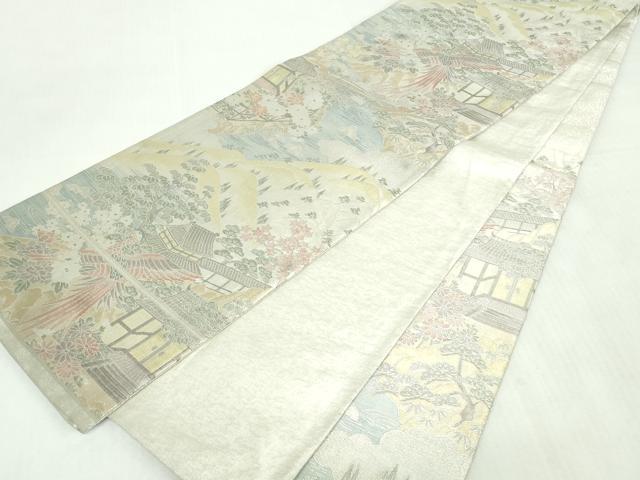 平和屋着物◎900織特選佐賀錦 六通柄袋帯 鳳凰風景文 金銀糸 正絹 逸品 DABI0175xg