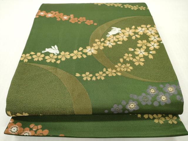 平和屋着物◎六通柄 京袋帯 花兎 DABI0361xg
