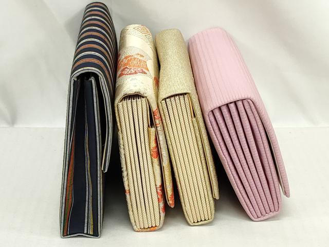平和屋着物▼和装小物 和装バッグまとめて4点 ハンドバッグ 佐賀錦 飛鶴文 吉祥地紙重ね枝松花文 縞 金銀糸 逸品 DABI0500xg