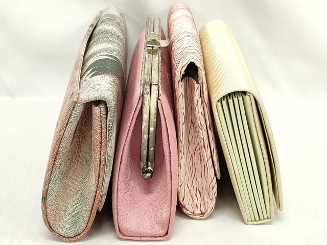 平和屋着物▼和装小物 和装バッグまとめて4点 ハンドバッグ クラッチ 佐賀錦 孔雀羽文 亀甲花文 金糸 逸品 DABI0502xg