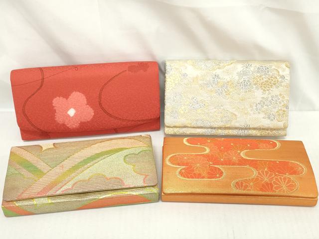 平和屋着物▼和装小物 和装バッグまとめて4点 ハンドバッグ 佐賀錦 草花文 エ霞菊文 雲取り重ね山文 金銀糸 逸品 DABI0508xg