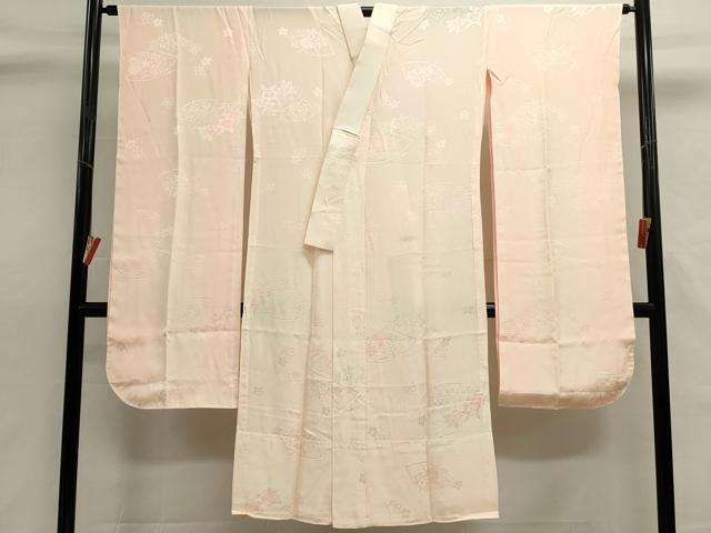 平和屋着物■振袖用長襦袢 無双仕立て 地紙花文 舞桜 暈し染め 正絹 逸品 DABI0525cd