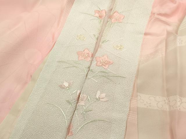 平和屋着物■振袖用長襦袢 流水花文 暈し染め 半衿刺繍 正絹 逸品 DABI0526cd