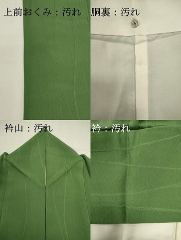 平和屋着物■上質な色無地 立涌地紋 草色 正絹 逸品 DABI0543cd