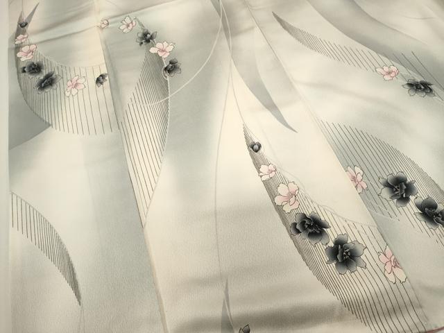平和屋着物■上質な小紋 枝花文 暈し染め 銀彩 正絹 逸品 DABI0544cd
