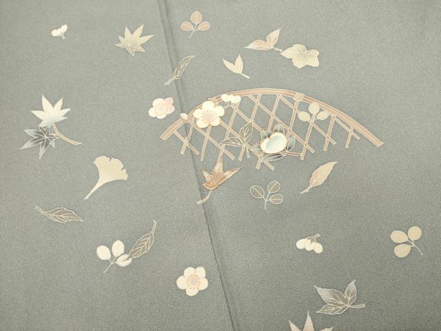 平和屋着物■訪問着 駒刺繍 籬草葉文 正絹 逸品 DABI0555cd