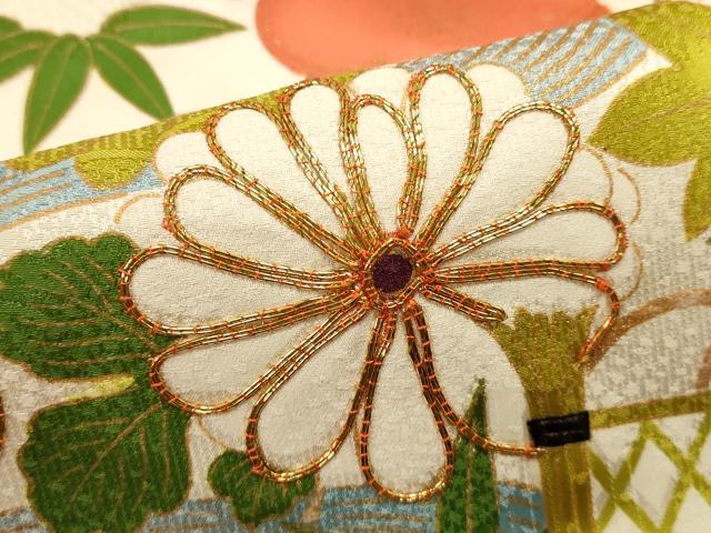 平和屋着物■豪華振袖 駒刺繍 流水花文 金彩 正絹 逸品 DABI0556cd
