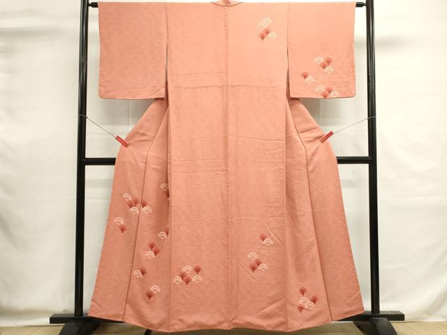 平和屋着物■訪問着 絞り 地紋起こし 青海波 正絹 逸品 DABI0591cd