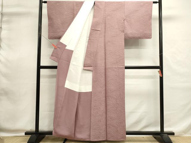 平和屋着物■上質な色無地 流水地紋 薄柿色 正絹 逸品 DABI0597cd