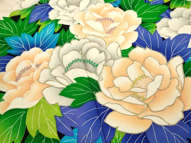 平和屋着物■豪華振袖 駒刺繍 草花文 牡丹 暈し染め 銀彩 正絹 逸品 DABI0606cd