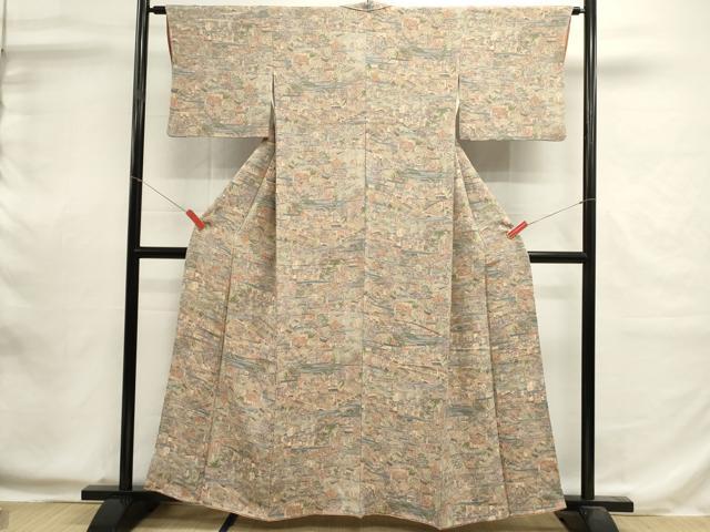 平和屋着物■上質な小紋 人物風景文 金彩 正絹 逸品 DABI0609cd