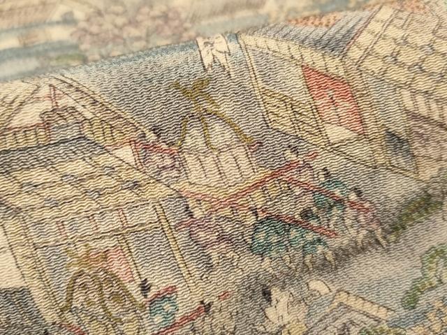 平和屋着物■上質な小紋 人物風景文 金彩 正絹 逸品 DABI0609cd