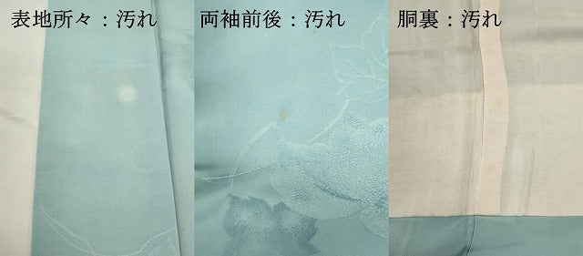 平和屋着物■上質な色無地 草葉地紋 水色 正絹 逸品 DABI0611cd