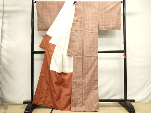 平和屋着物■上質な紬 格子 正絹 逸品 未使用 DABI0619cd