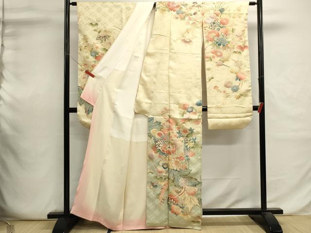 平和屋着物■豪華振袖 駒刺繍 花籠文 暈し染め 金銀彩 正絹 逸品 DABI0627cd