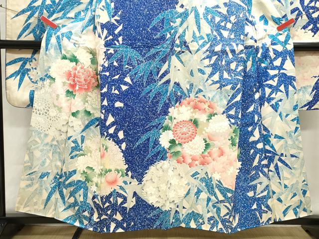 平和屋着物■豪華振袖 駒刺繍 草花文 牡丹 銀彩 正絹 逸品 DABI0630cd
