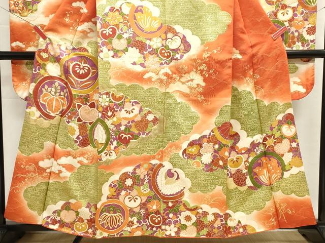 平和屋着物■豪華振袖 駒刺繍 花蝶文 舞梅 暈し染め 金彩 正絹 逸品 DABI0631cd