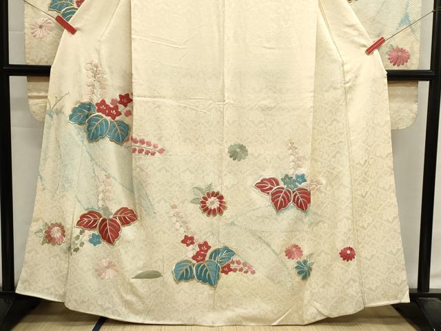 平和屋着物■豪華振袖 刺繍 絞り 草花文 金糸 正絹 逸品 DABI0634cd