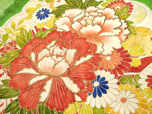 平和屋着物■豪華振袖 駒刺繍 絞り 草花文 金彩 正絹 逸品 DABI0637cd