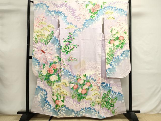平和屋着物■豪華振袖 草花文 暈し染め 金銀彩 正絹 逸品 DABI0641cd