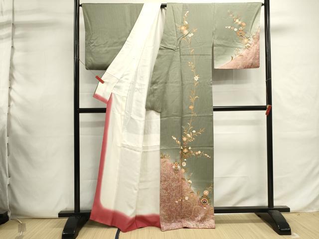 平和屋着物■訪問着 更紗花文 暈し染め 金彩 正絹 逸品 DABI0656cd