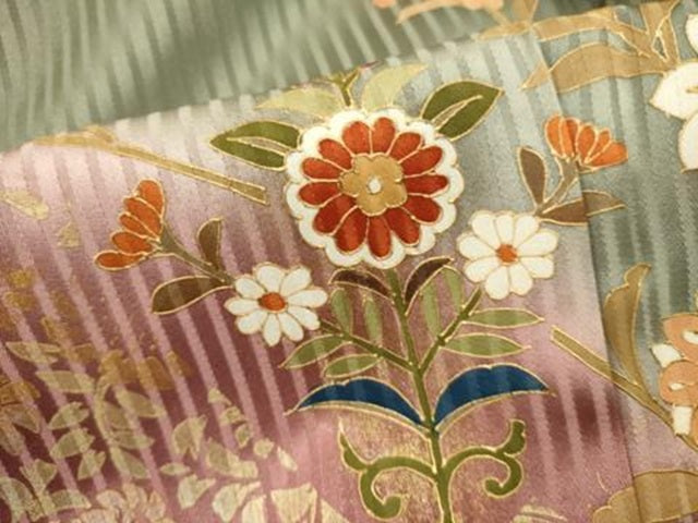 平和屋着物■訪問着 更紗花文 暈し染め 金彩 正絹 逸品 DABI0656cd
