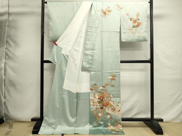 平和屋着物■訪問着 御所車花文 暈し染め 金彩 ロング丈 正絹 逸品 DABI0669cd