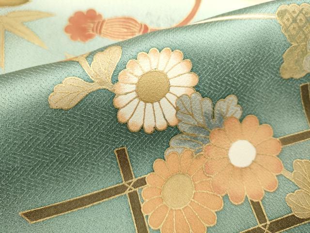 平和屋着物■訪問着 御所車花文 暈し染め 金彩 ロング丈 正絹 逸品 DABI0669cd