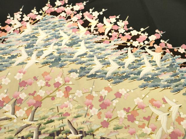 平和屋着物■豪華黒留袖 作家物 風景飛鳥文 正絹 逸品 DABI0679cd