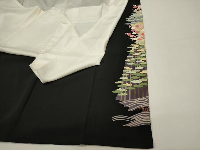 平和屋着物■豪華黒留袖 作家物 風景飛鳥文 正絹 逸品 DABI0679cd