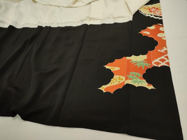 平和屋着物■豪華黒留袖 駒刺繍 吉祥飛鶴花松文 金彩 正絹 逸品 DABI0699cd