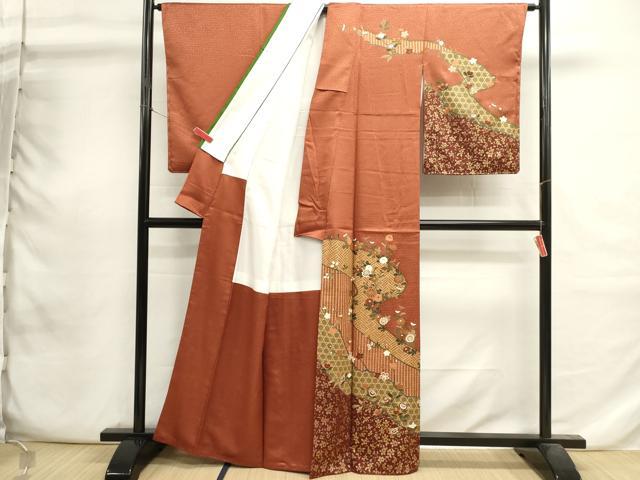 平和屋着物■訪問着 道長花文 枝梅 金彩 正絹 逸品 DABI0713cd